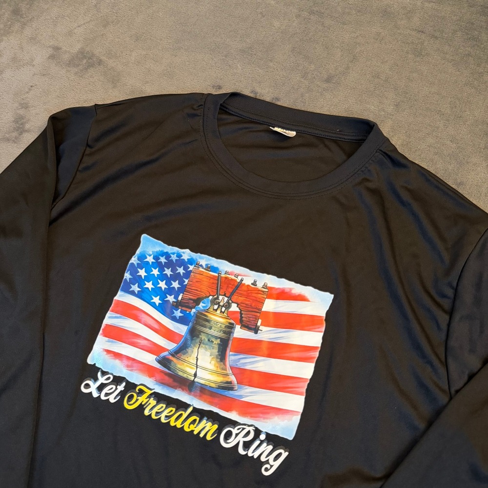 Armored Sportswear Let Freedom Ring Shirt Mens Large Black Long Sleeve Graphic